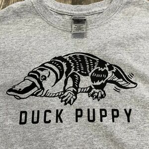 Duck Puppy Shirt Small Duck Billed Platypus Graphic Tee Gray
